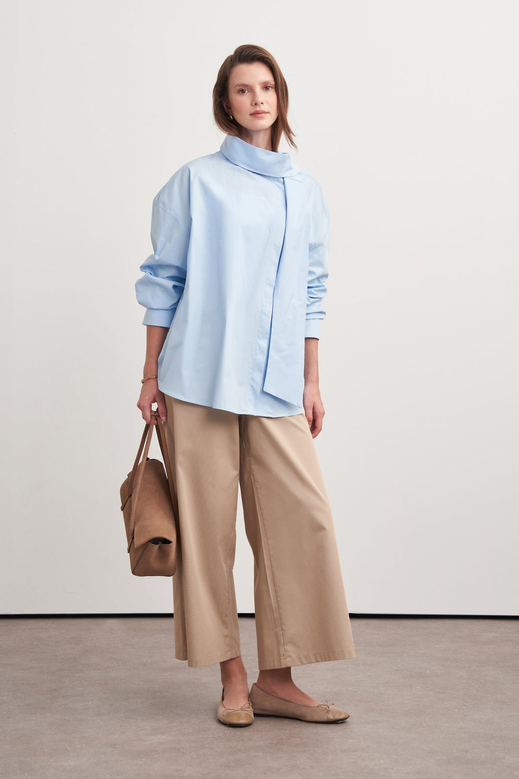 Gabardine Cropped Pants Camel