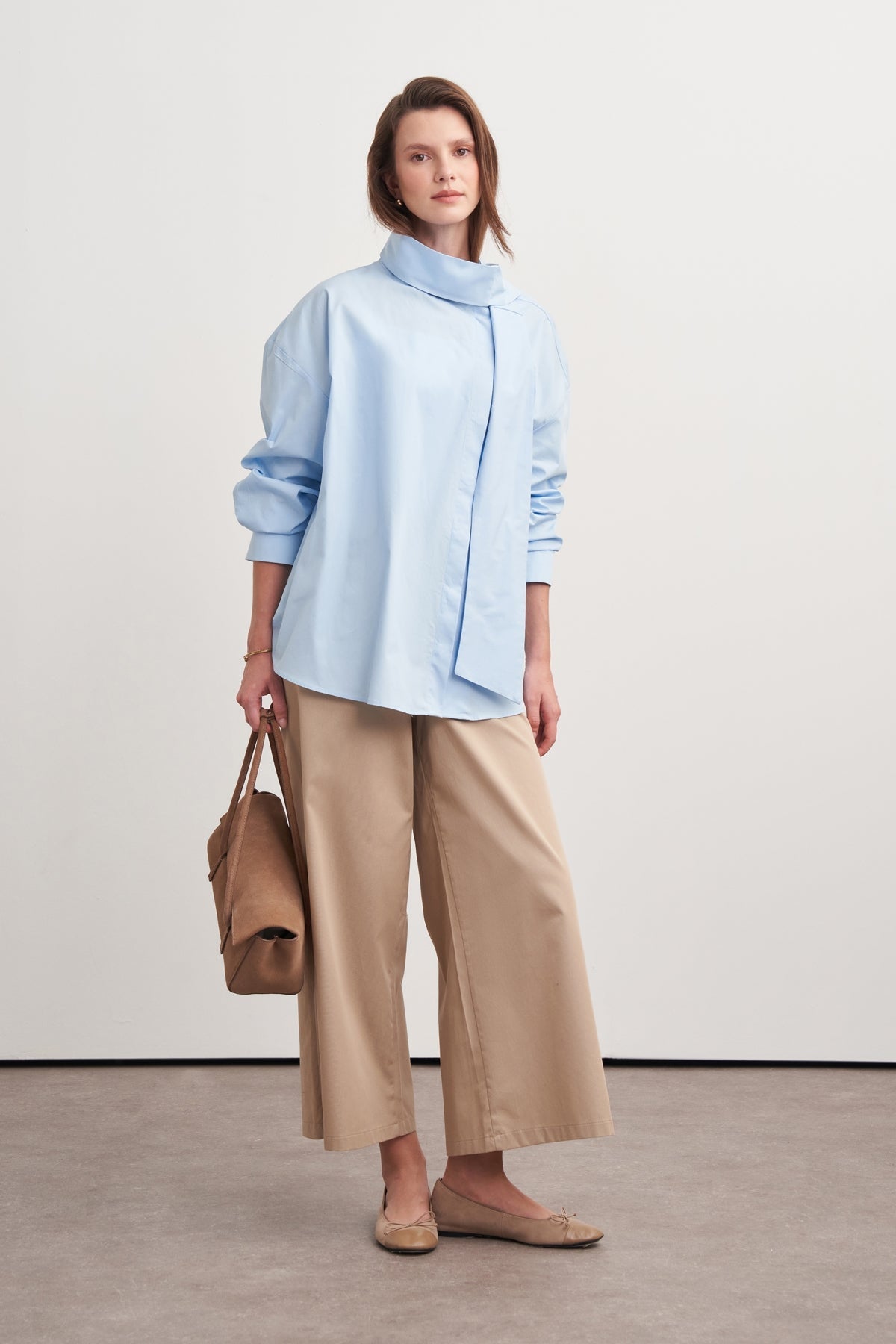 Gabardine Cropped Pants Camel
