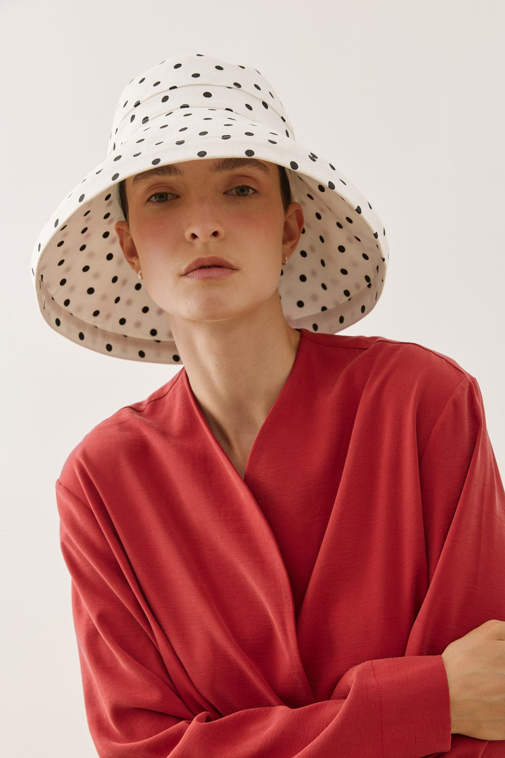 Maxi Fabric Hat with Polka Dot Pattern