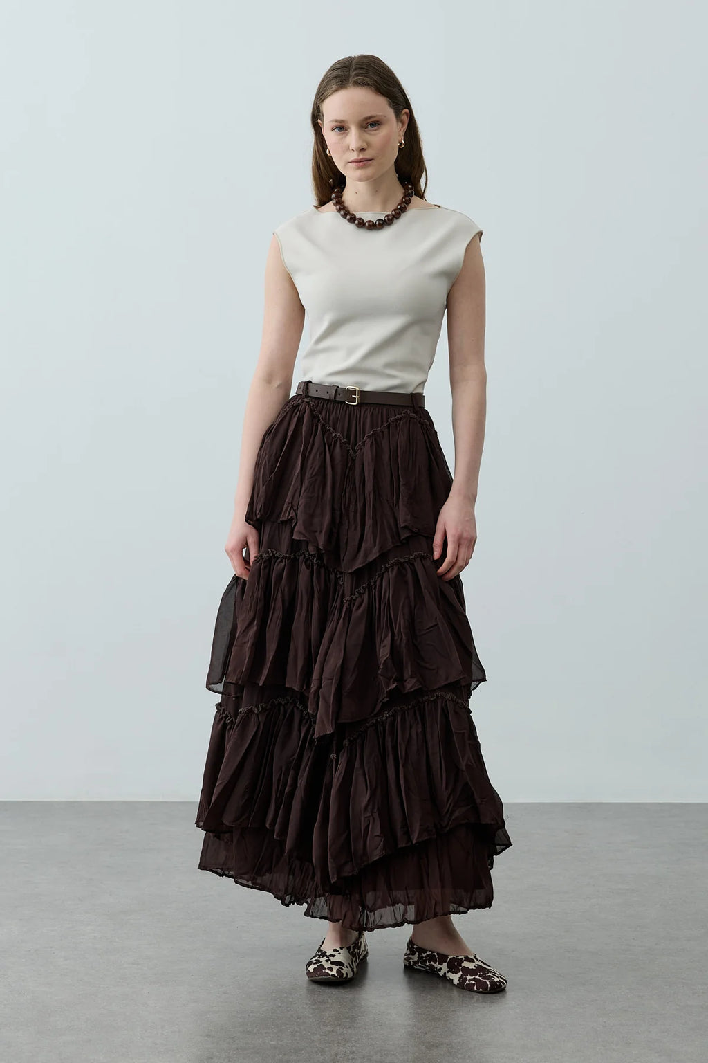 Multi-Panel Skirt Brown