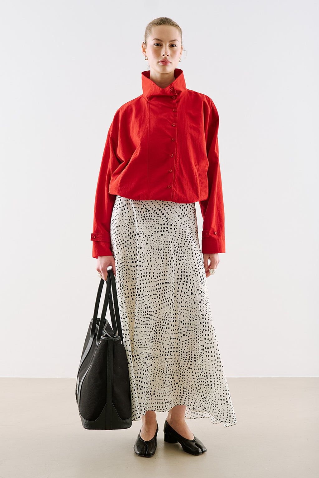 Asymmetric Long Skirt Polka Dot