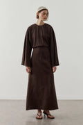 Back Tie Tencel Dress Brown