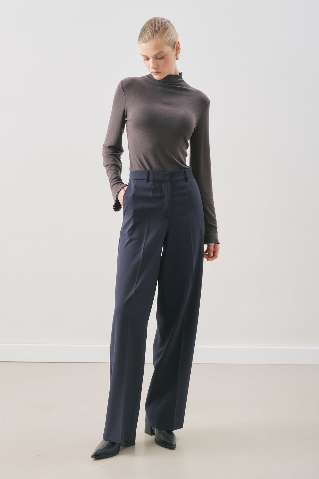 Long-Length Straight-Leg Pants Navy