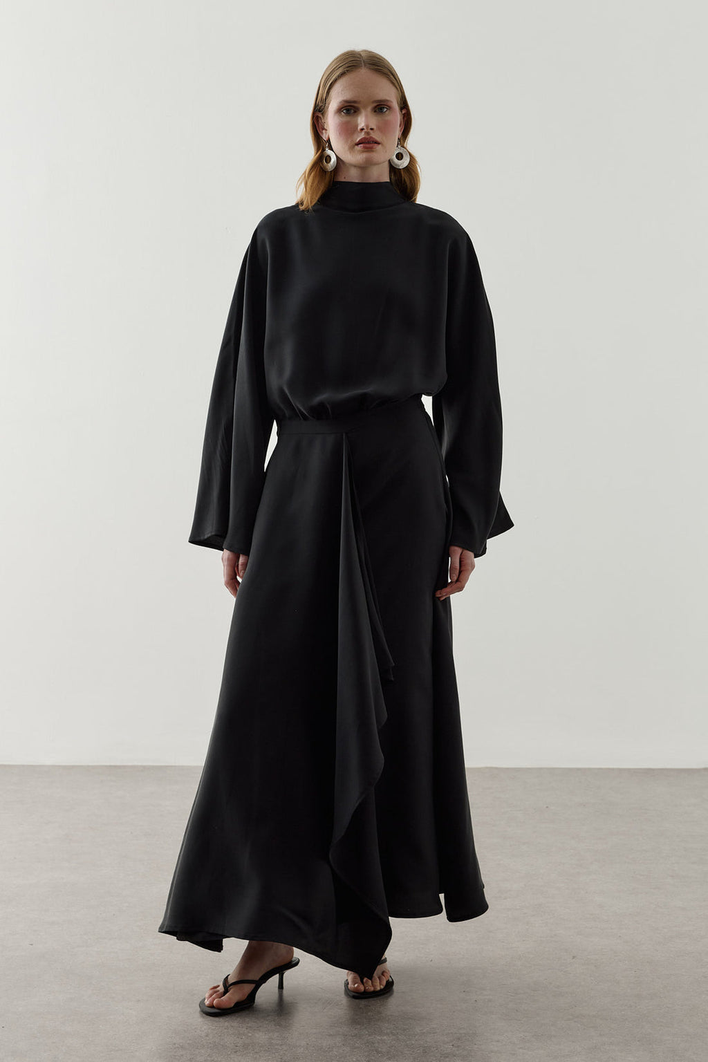 Front Panelled Tencel Dress Black