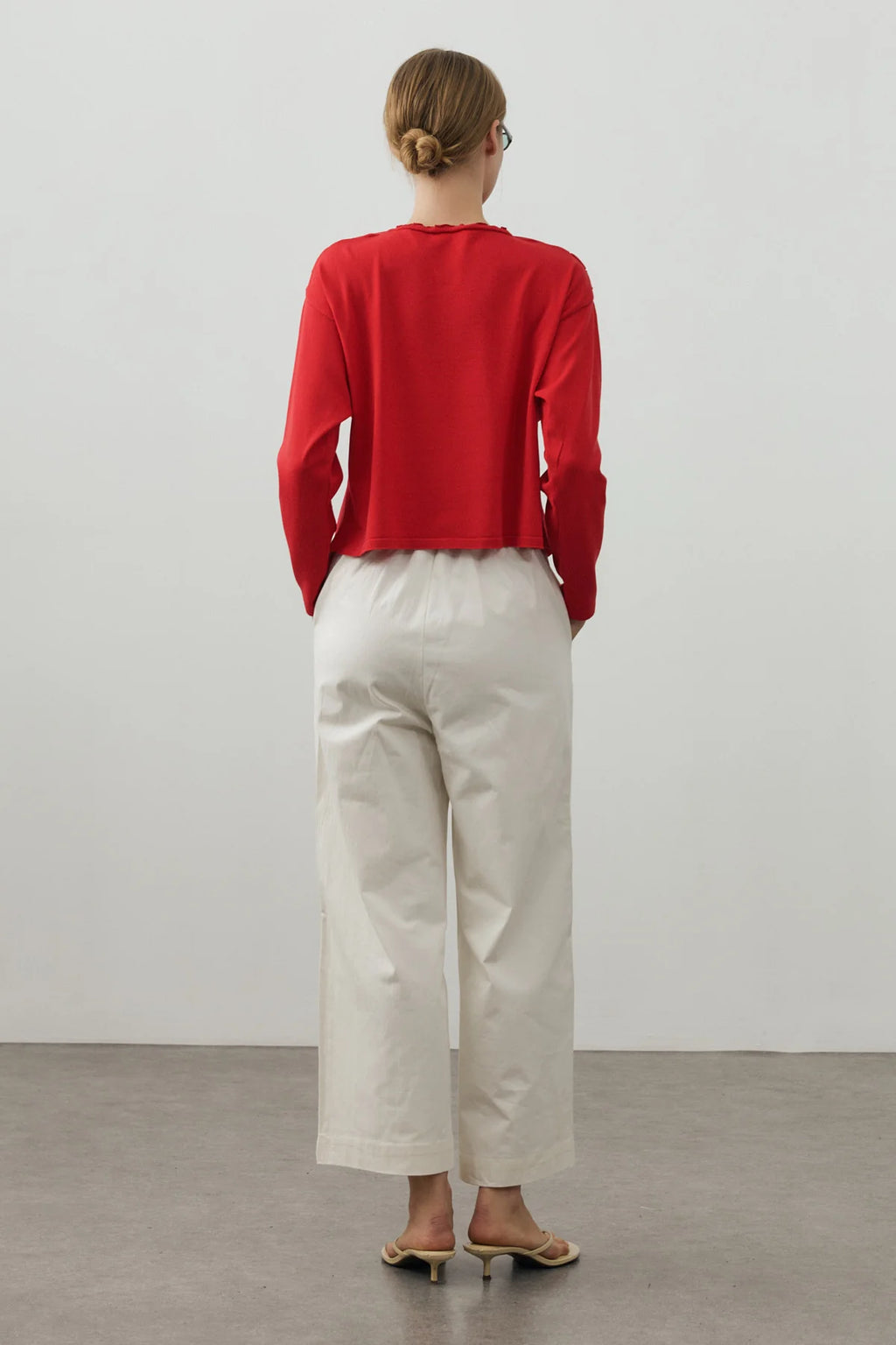Draped Lightweight Knit Top Red
