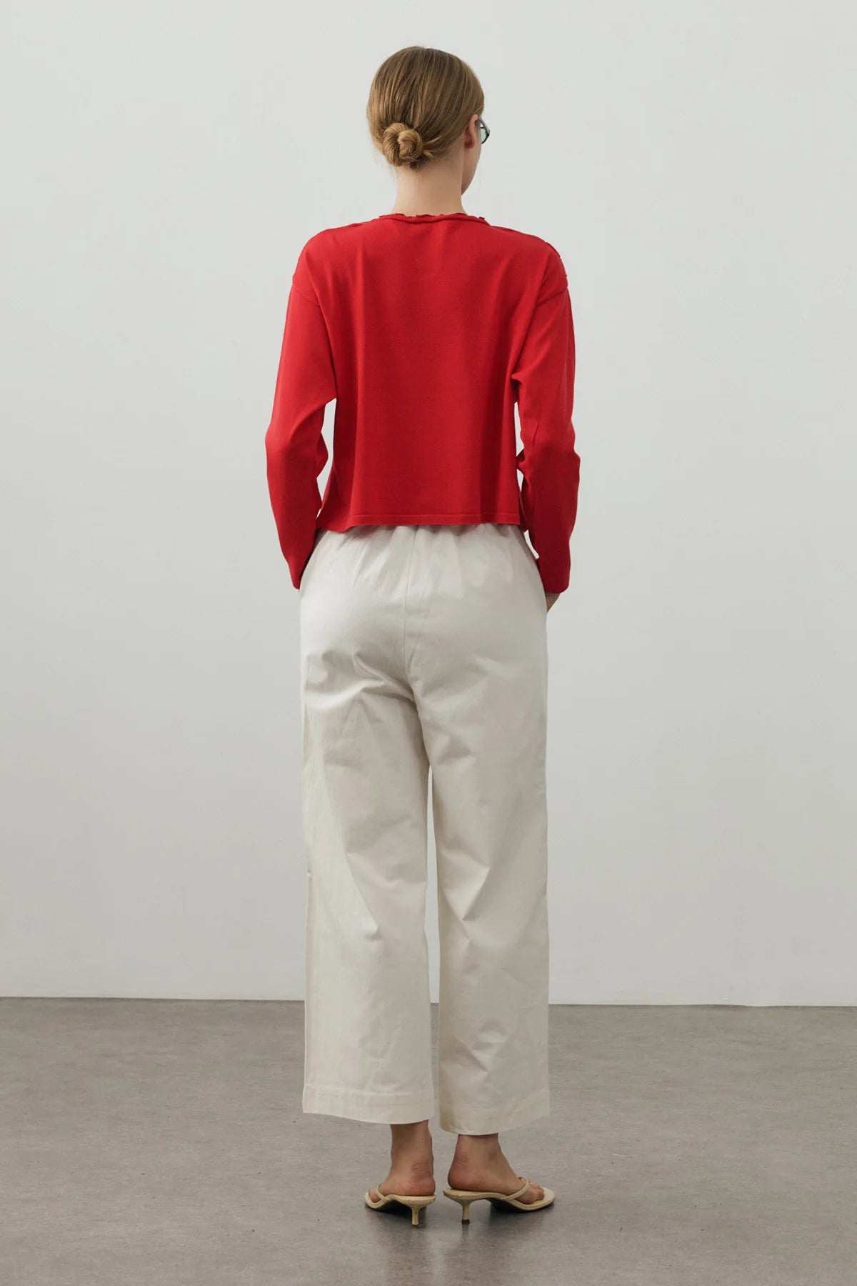 Draped Lightweight Knit Top Red