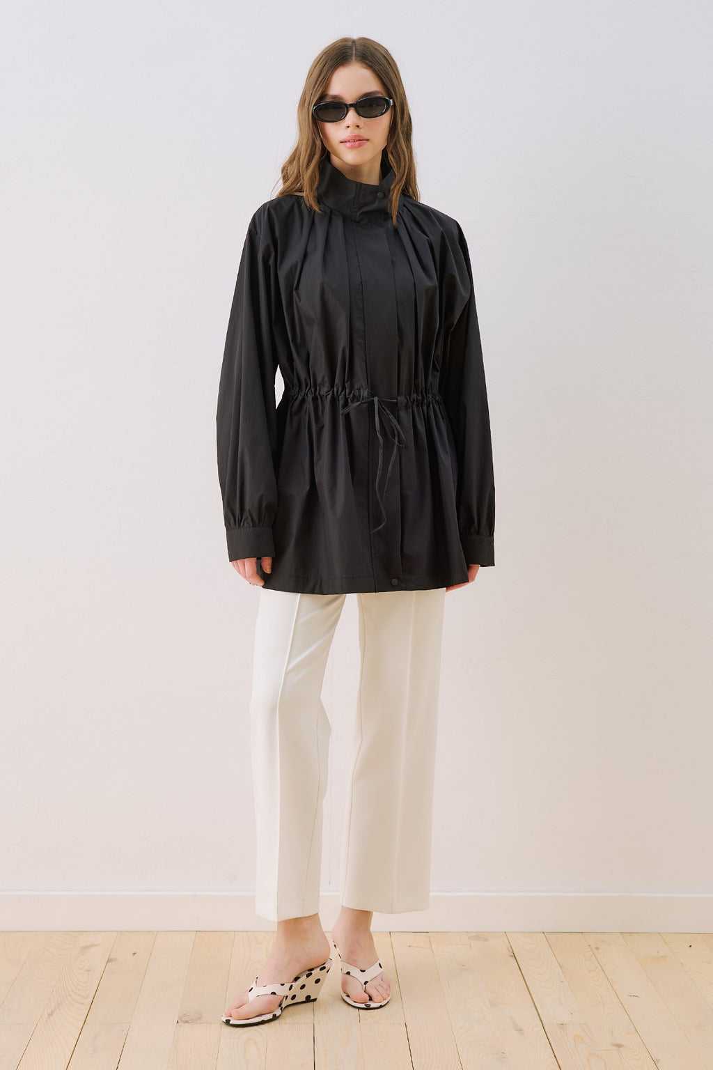 Dina Pleated-Detail Jacket Black