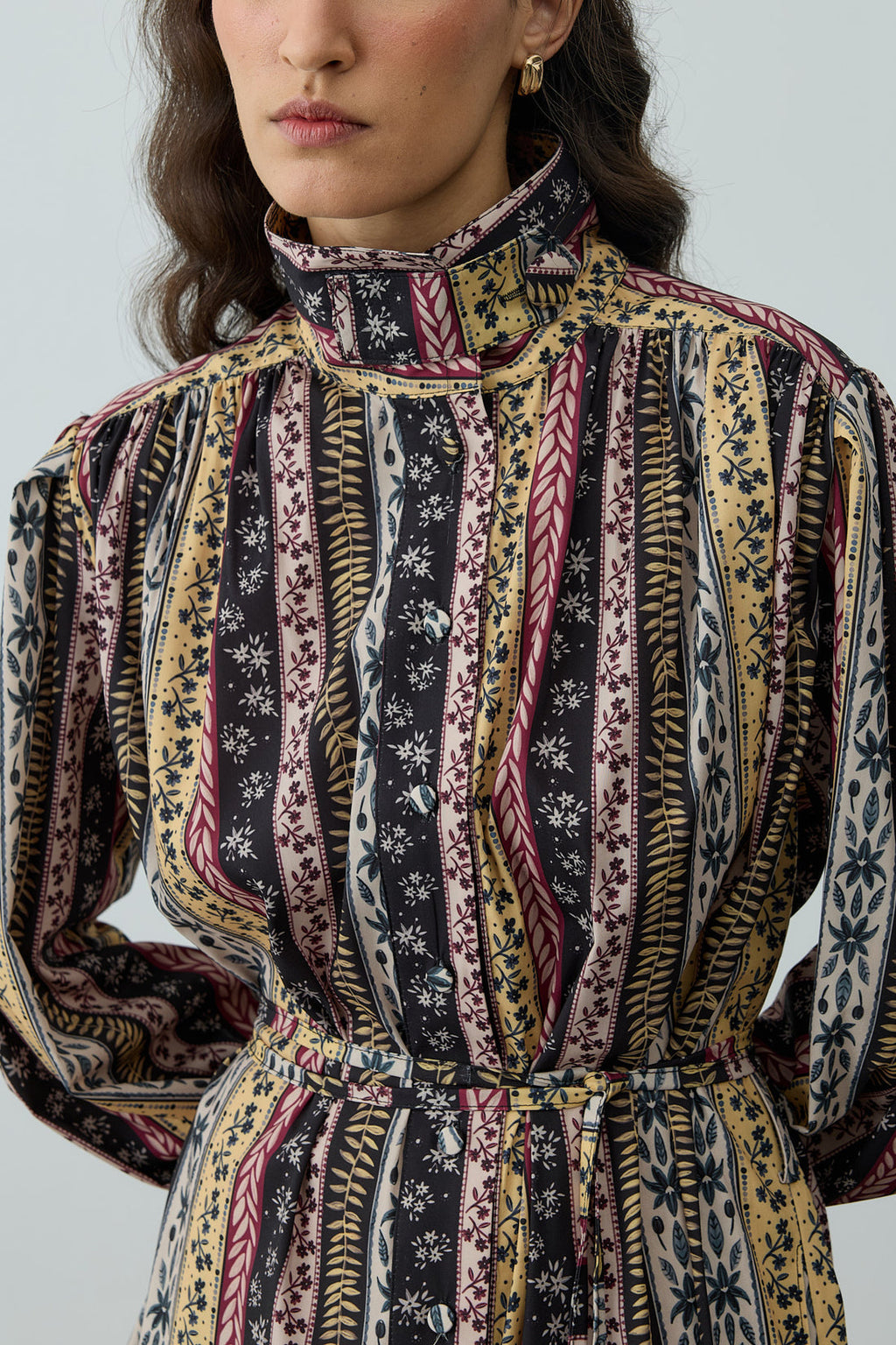 High Collar Patterned Set