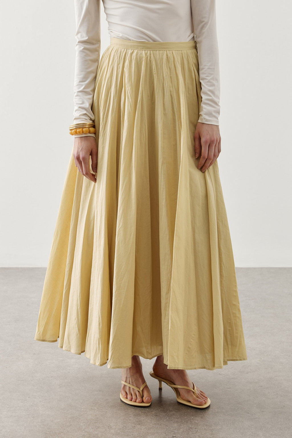 Panelled Wide Skirt Yellow