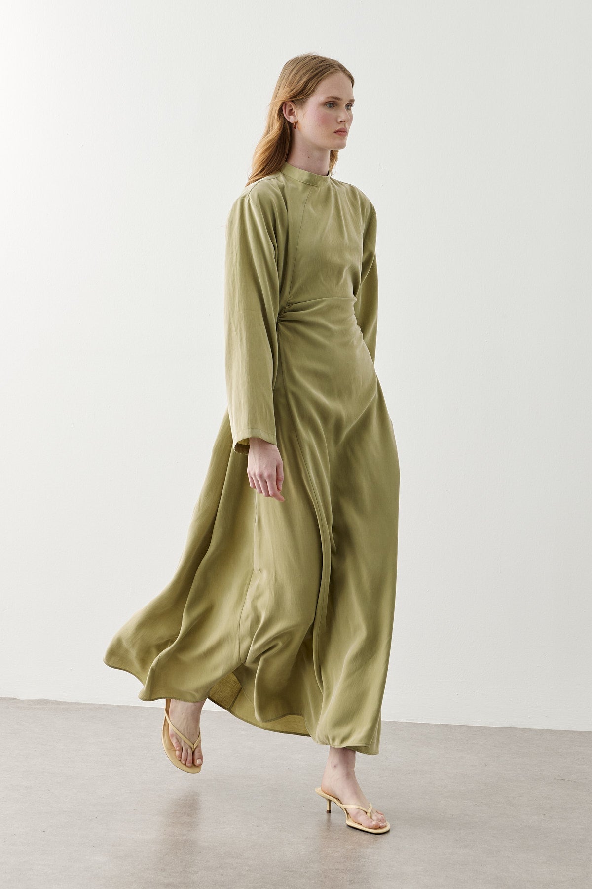 Asymmetrical Modal Dress Olive Green