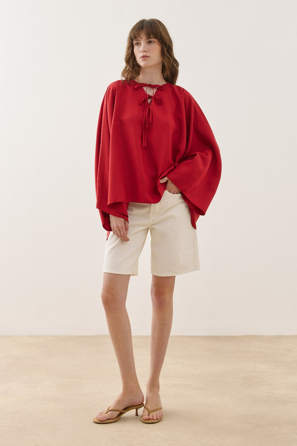 Tencel Cape Shirt Red