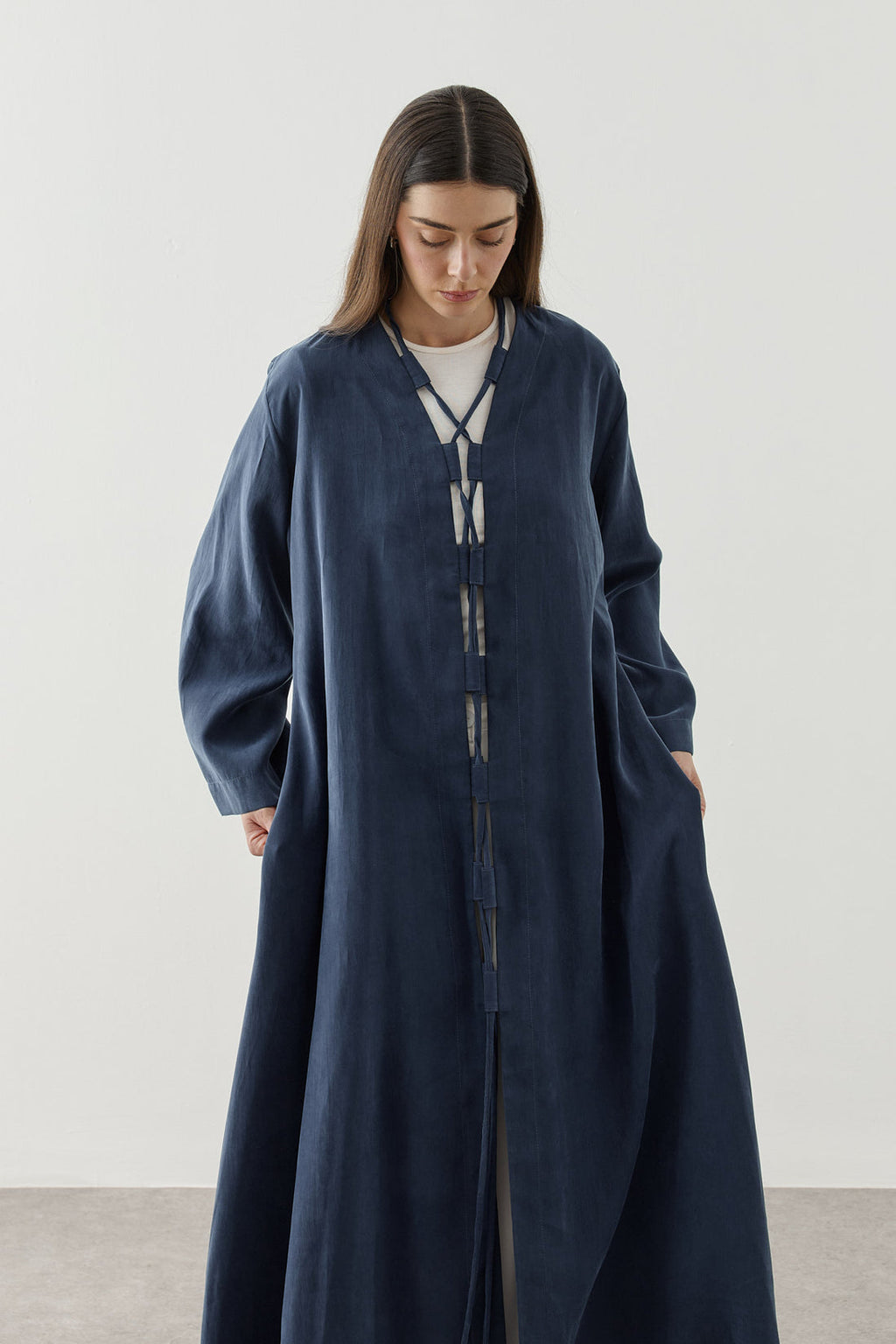 Wide Belt-Loop Kimono Navy
