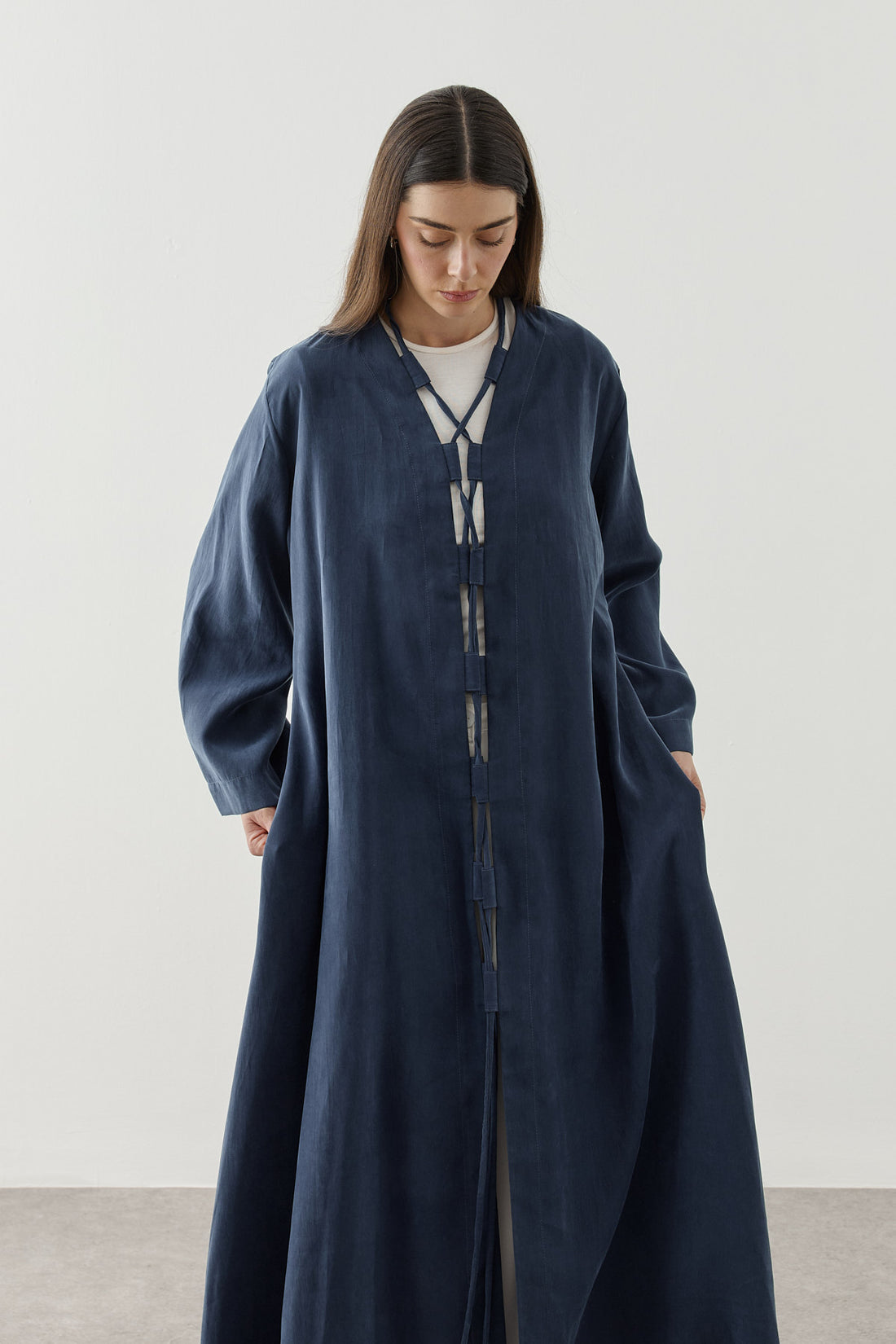 Wide Belt-Loop Kimono Navy
