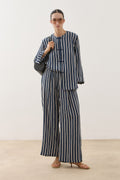 Chino Buttoned Striped Set Navy