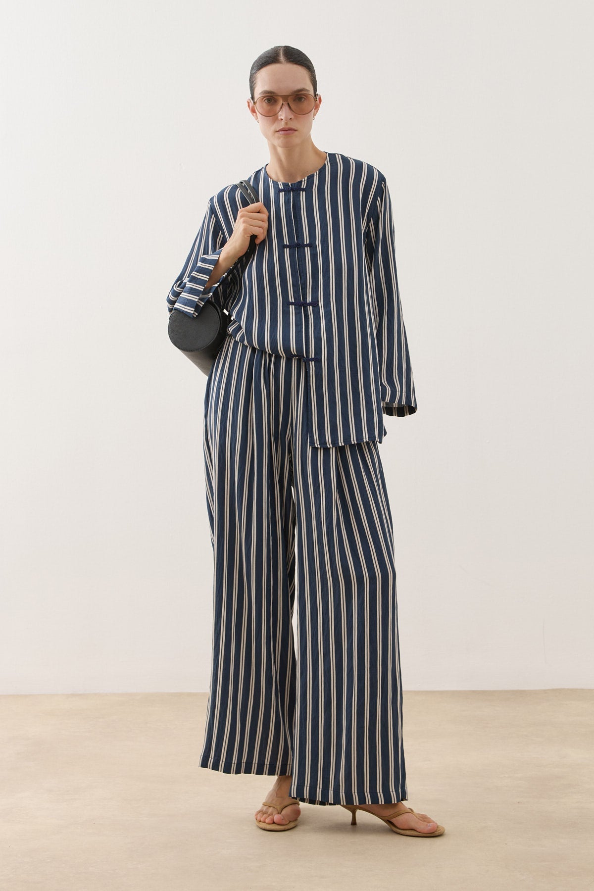 Chino Buttoned Striped Set Navy