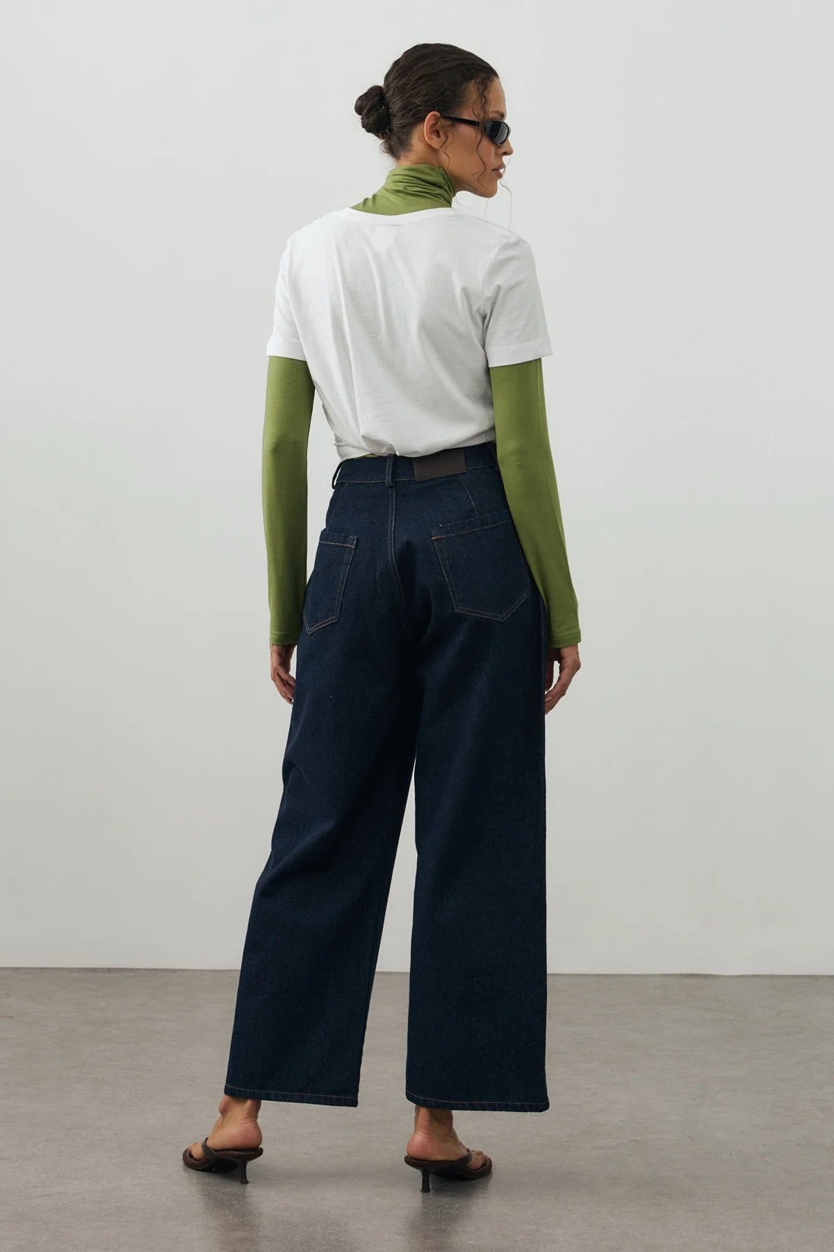 Ankle-Length Relaxed-Fit Denim Pants Dark Blue