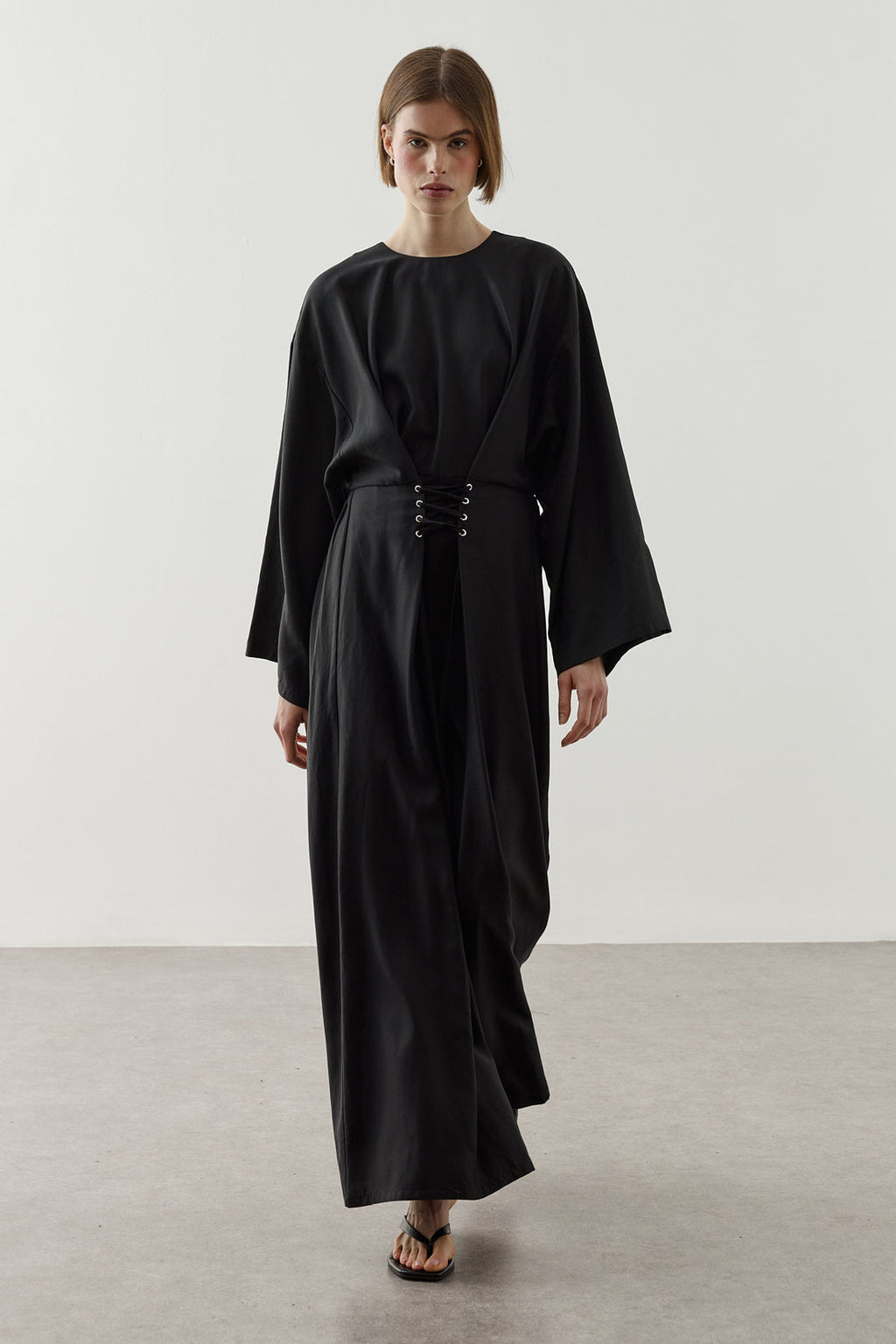 Eyelet-Detail Tencel Dress Black