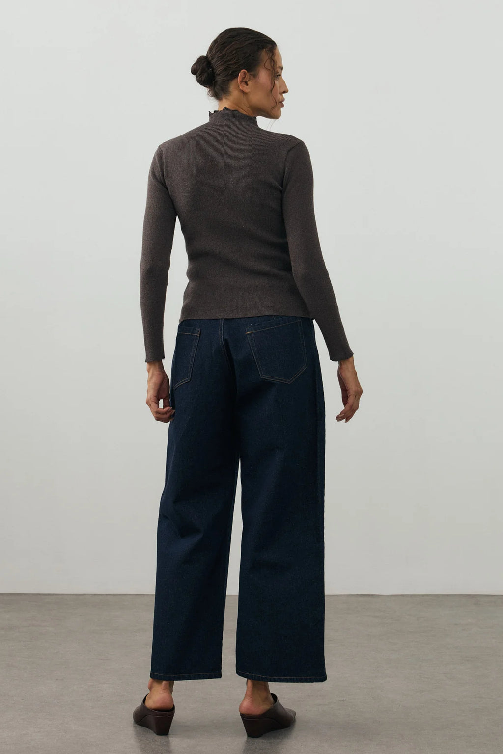 Fine-Ribbed Cotton Knit Bodysuit Brown