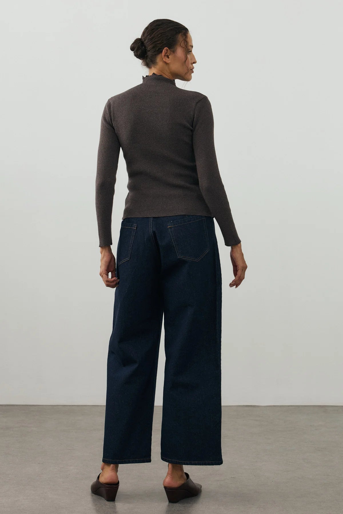 Fine-Ribbed Cotton Knit Bodysuit Brown