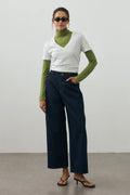 Ankle-Length Relaxed-Fit Denim Pants Dark Blue