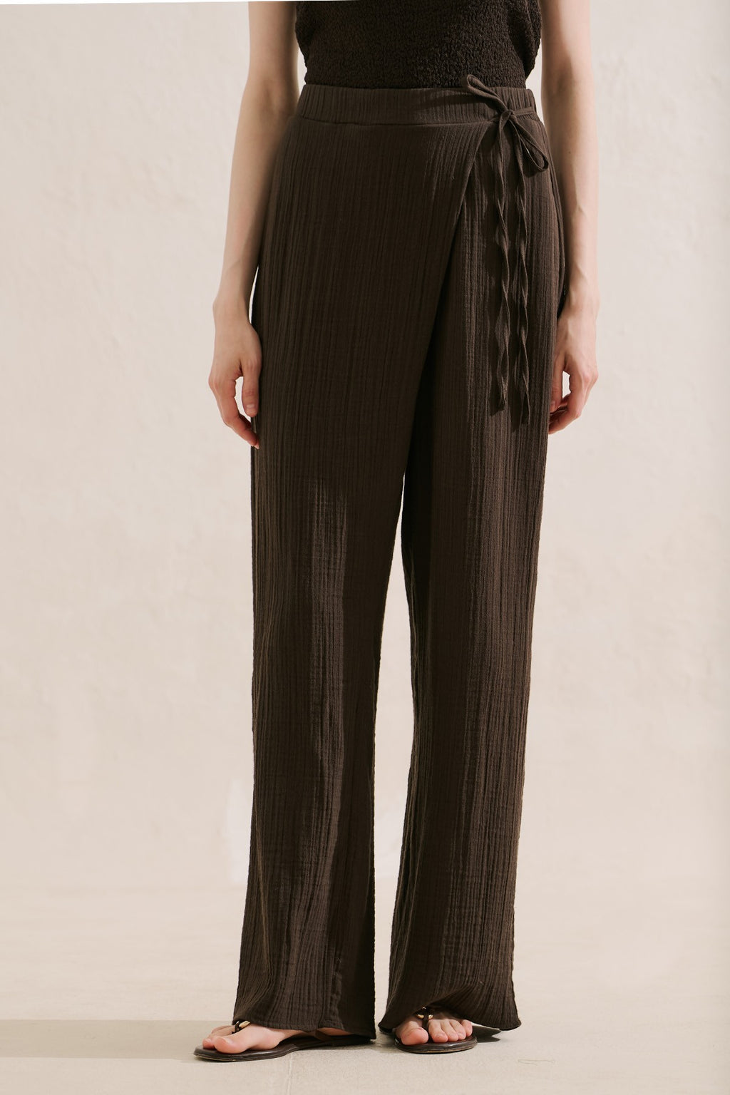 Muslin Wrap-Style Pants Brown