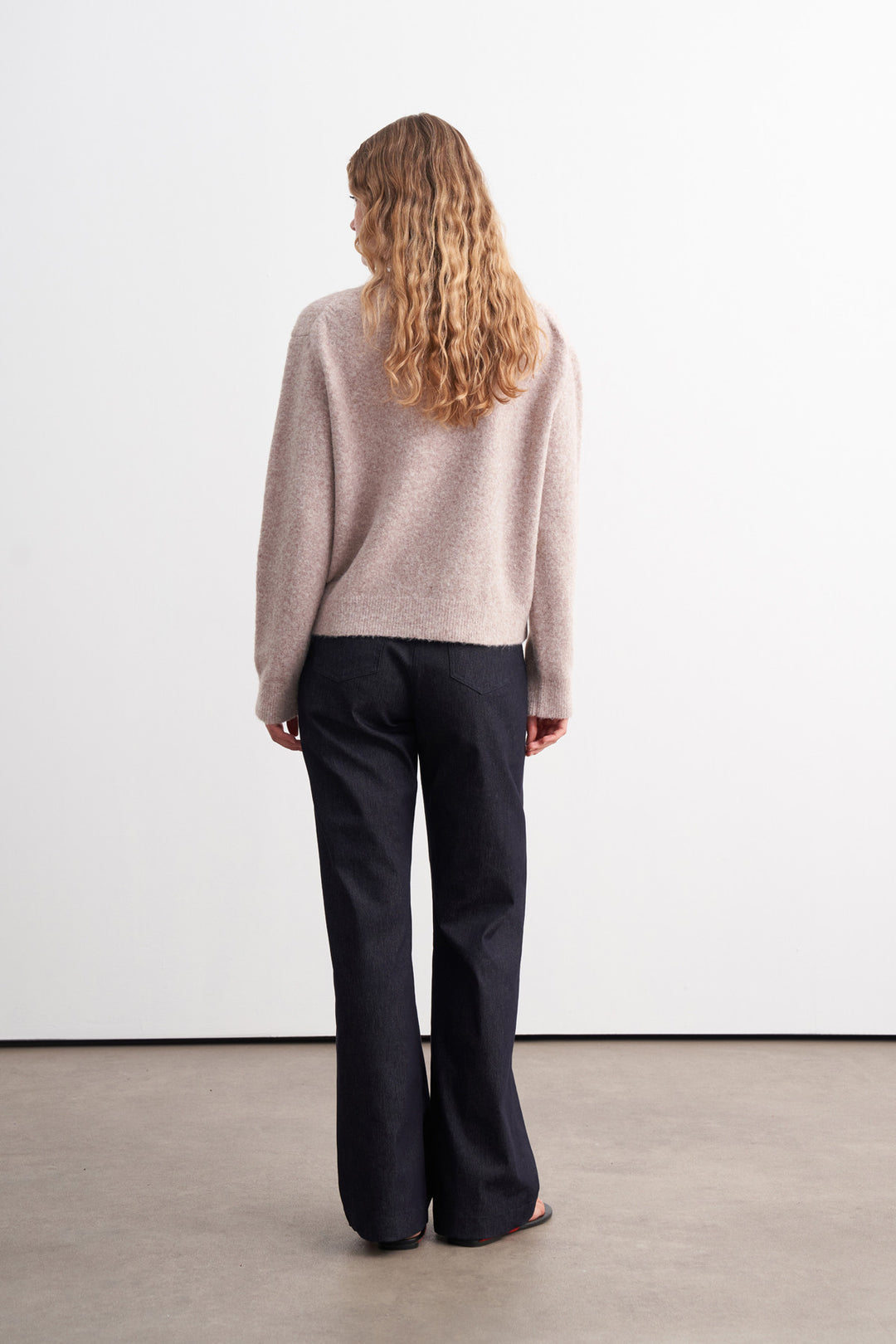 Button-Detail Brushed Cardigan Taupe