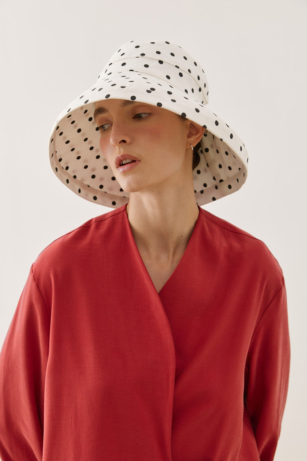 Maxi Fabric Hat with Polka Dot Pattern
