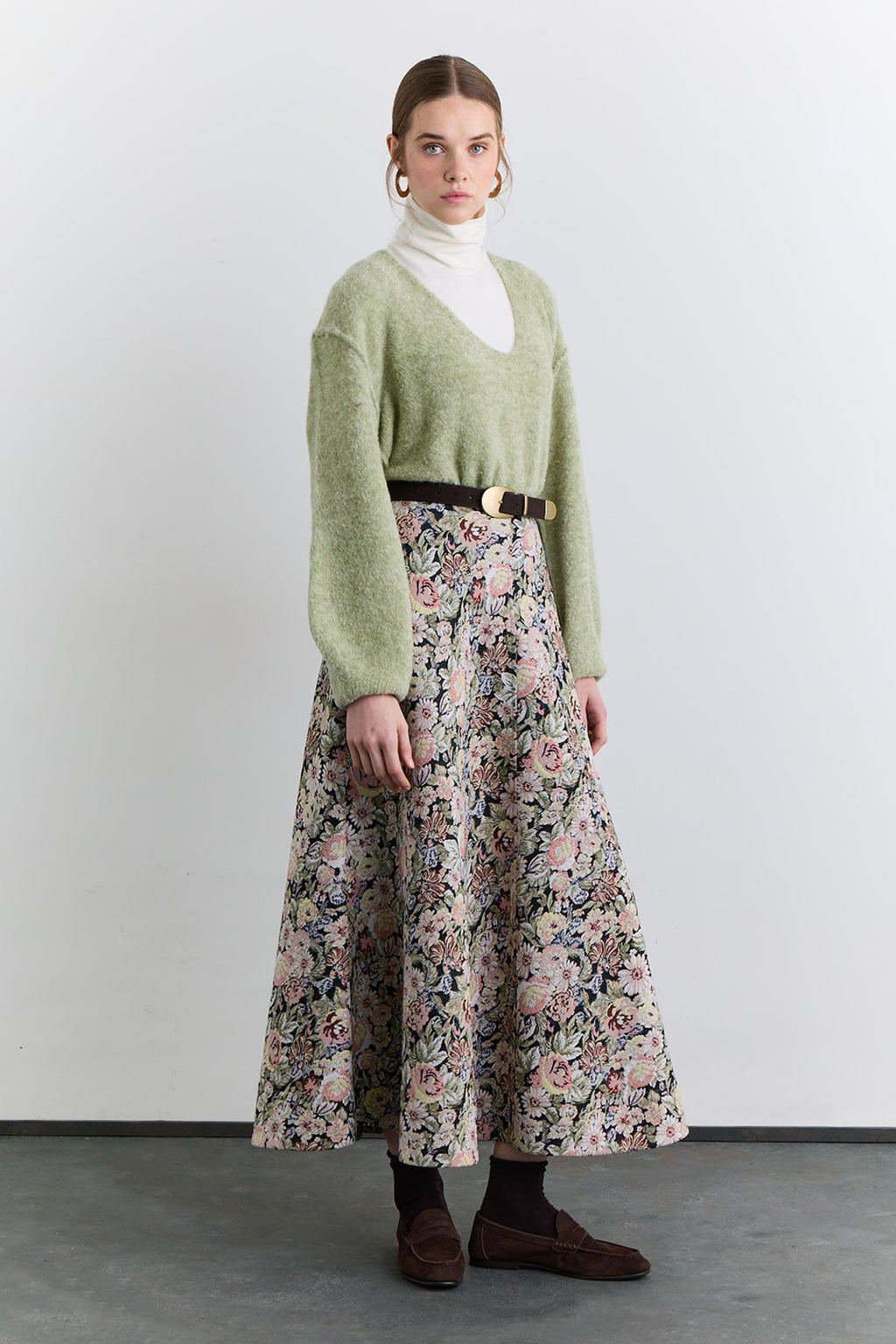 Floral Jacquard Patterned Skirt