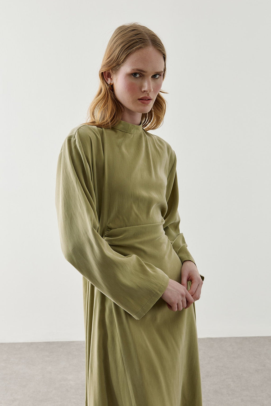 Asymmetrical Modal Dress Olive Green