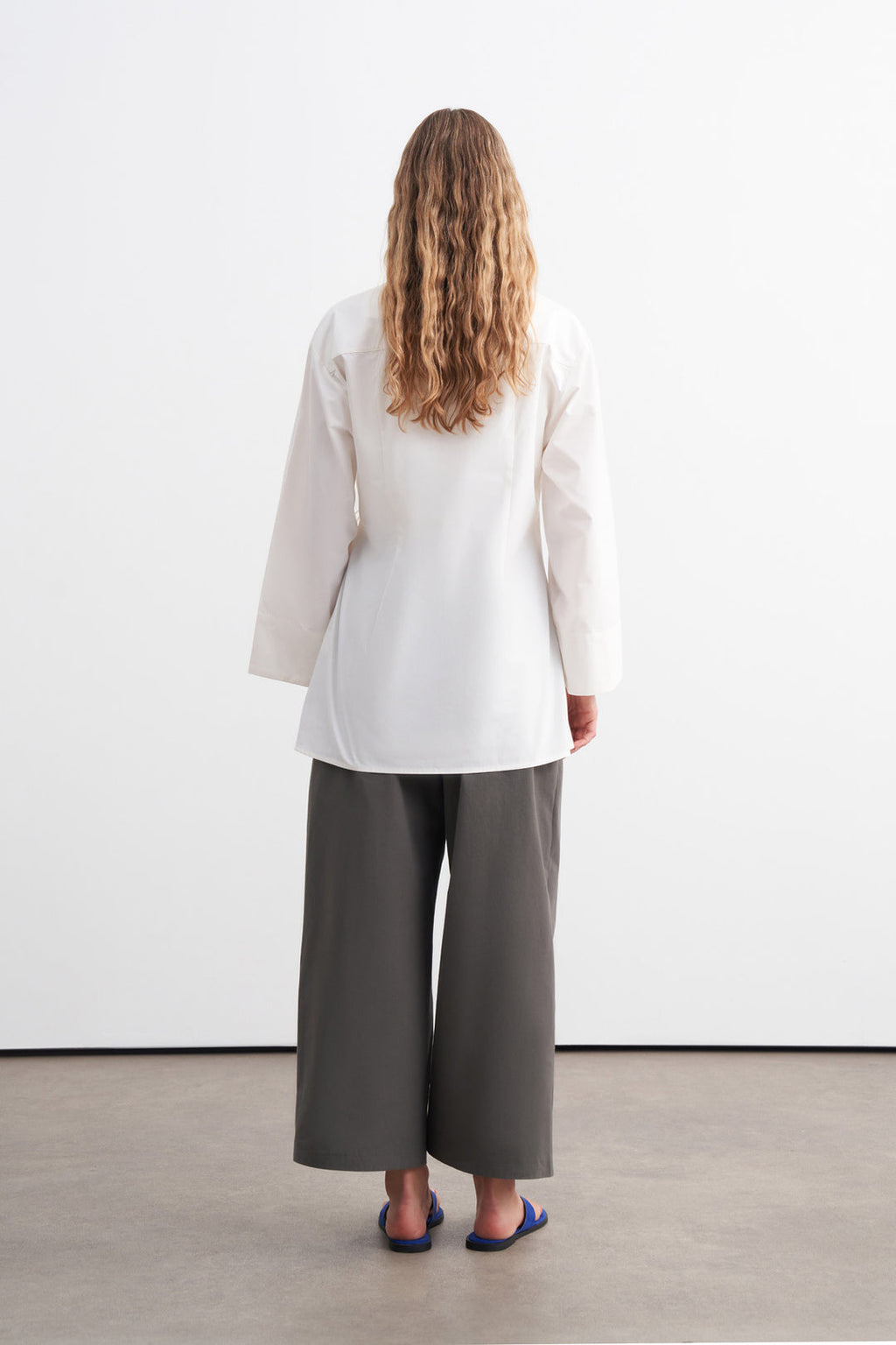 Side-Button Poplin Shirt White
