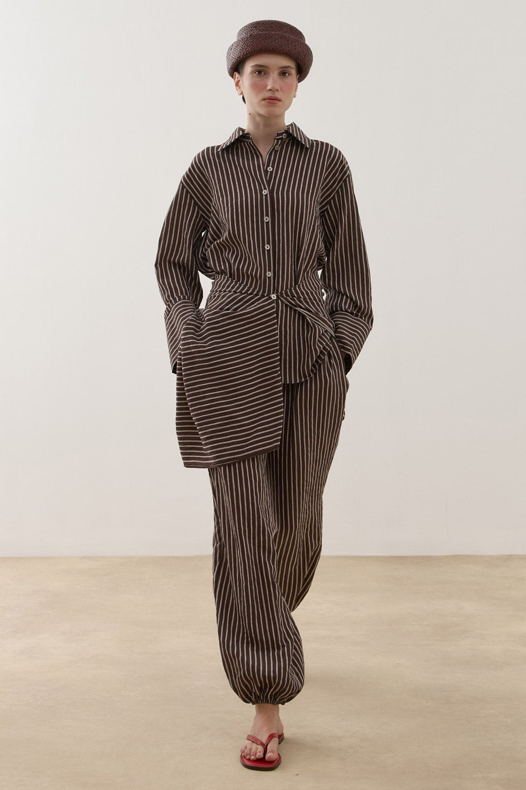 Removable Panel Shirt Set Brown