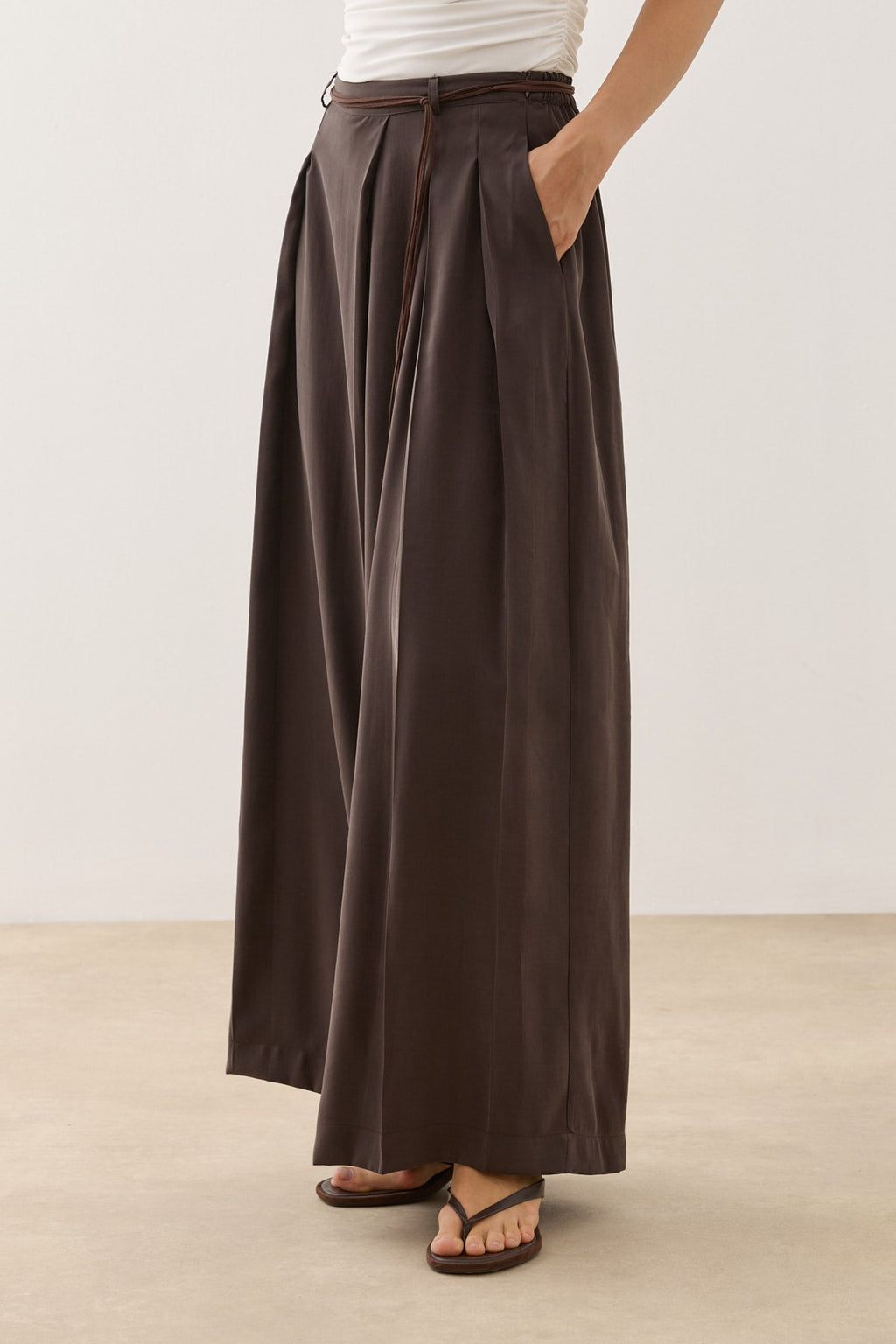 Wrap-Style Pants Brown