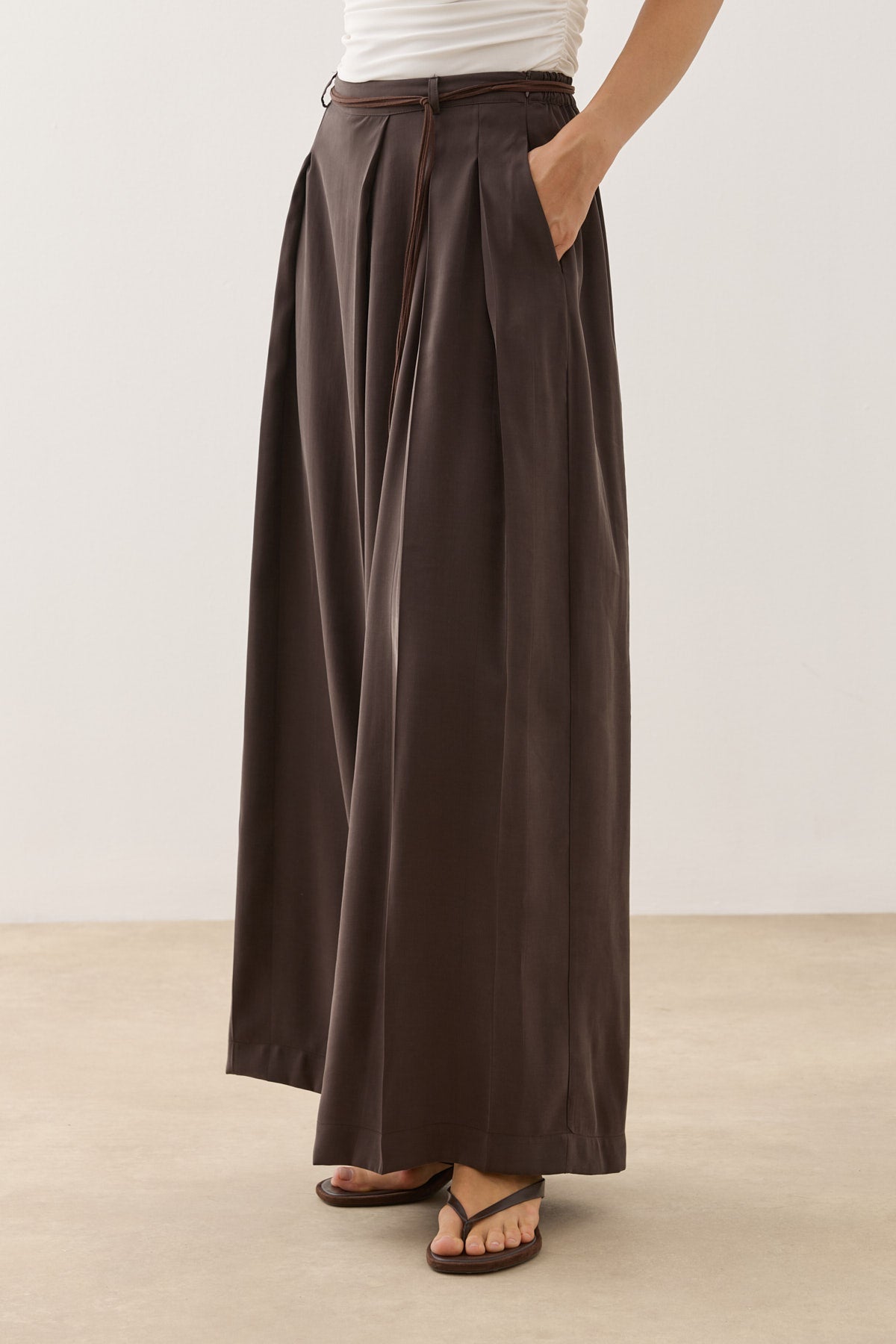 Wrap-Style Pants Brown