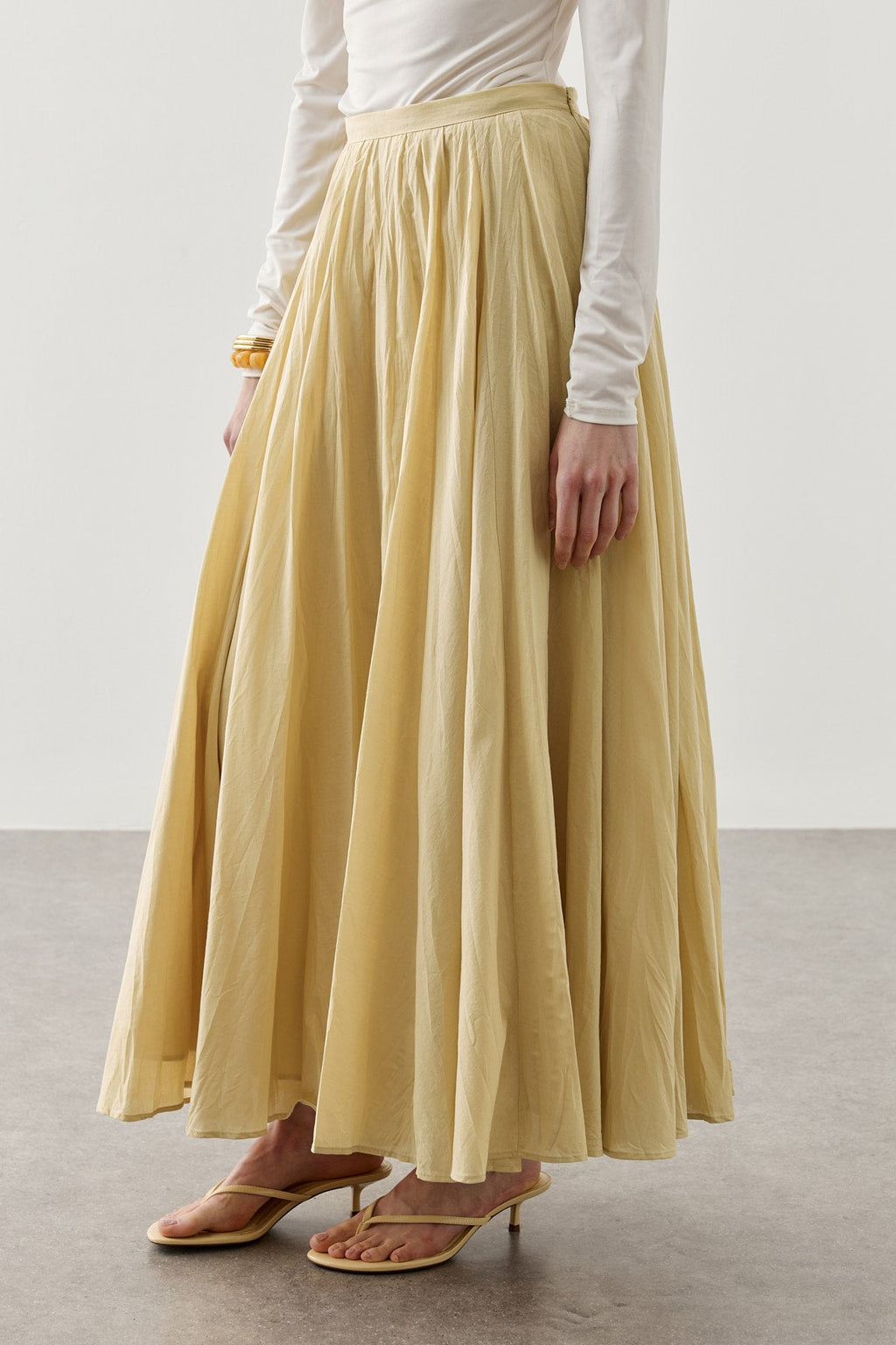 Panelled Wide Skirt Yellow