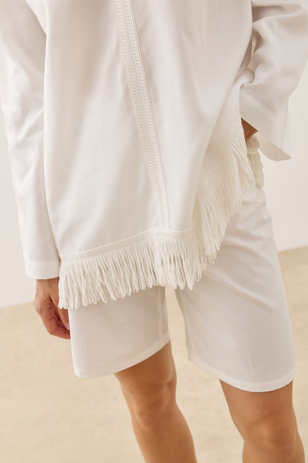 Fringed Tencel Shirt White