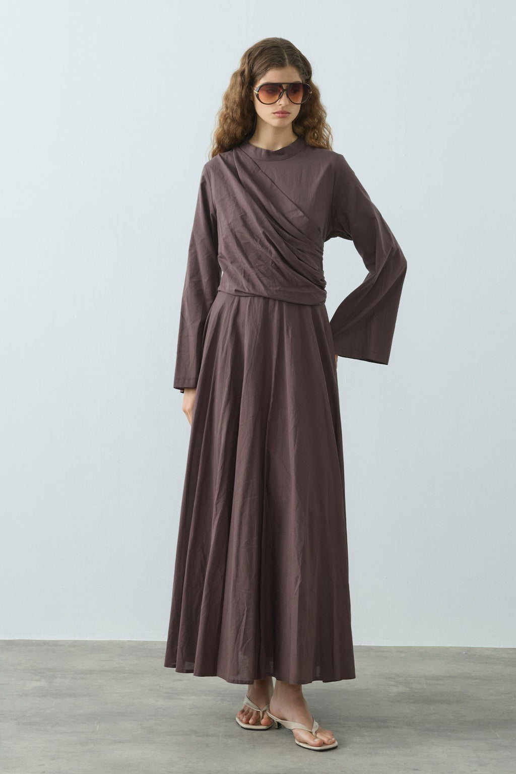 Mila Tiered Dress Brown