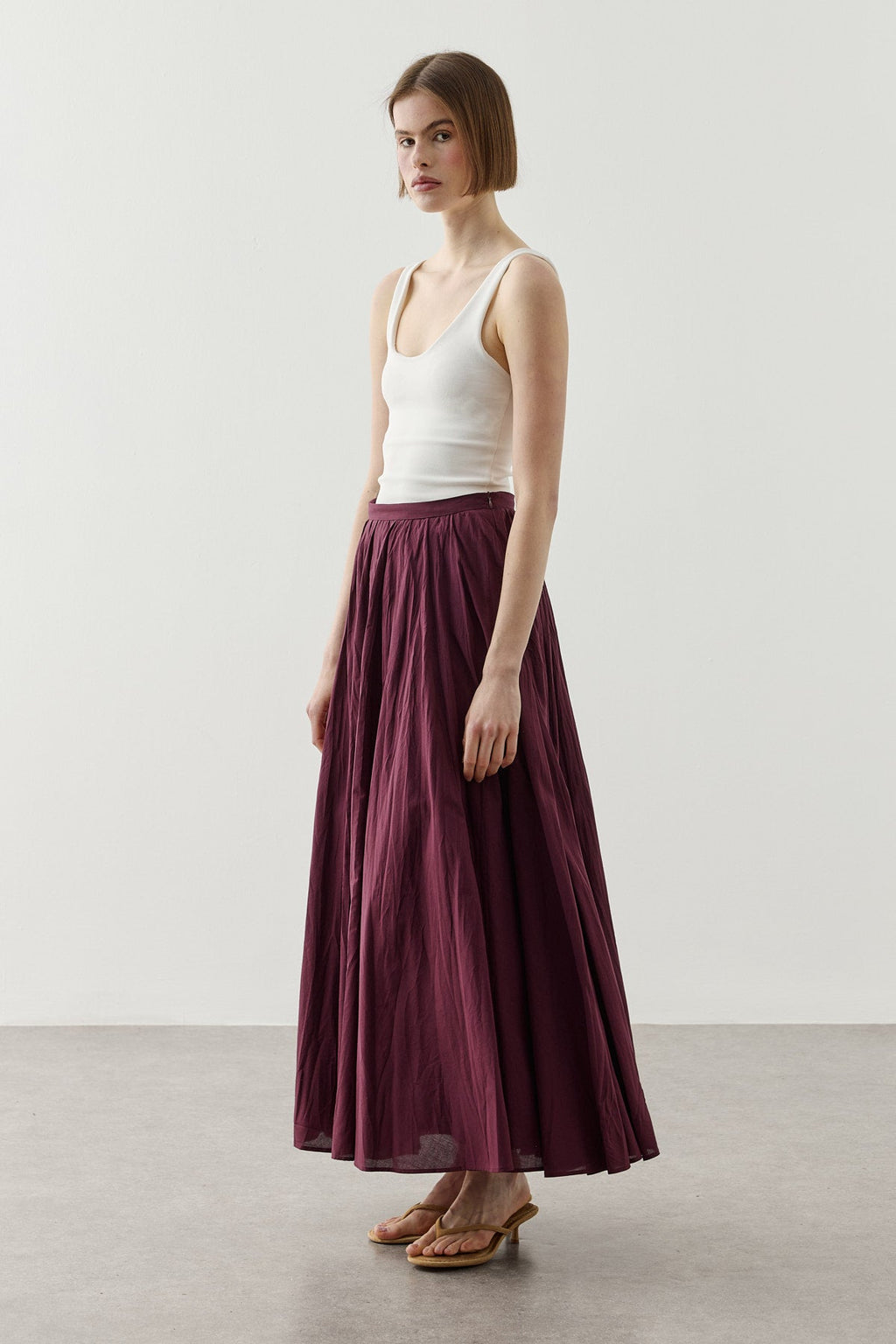 Panelled Wide Skirt Plum