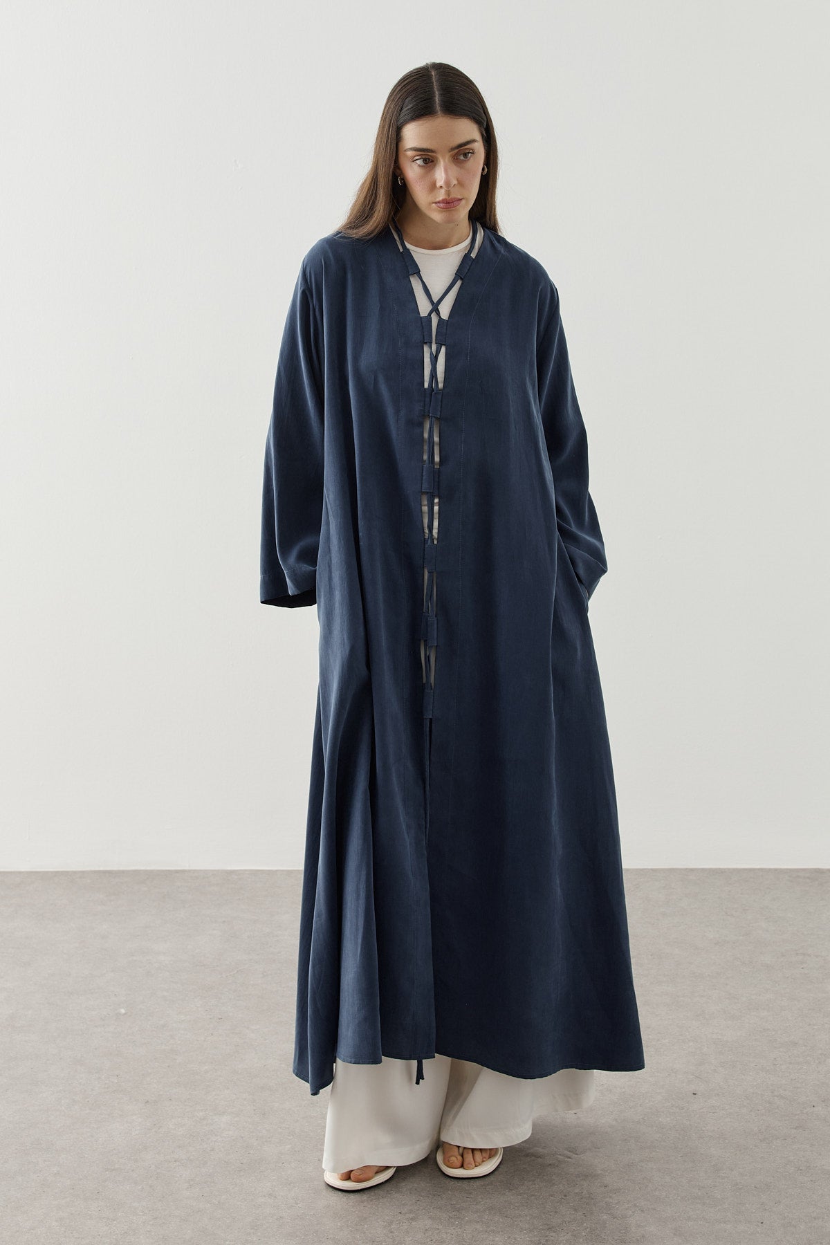 Wide Belt-Loop Kimono Navy