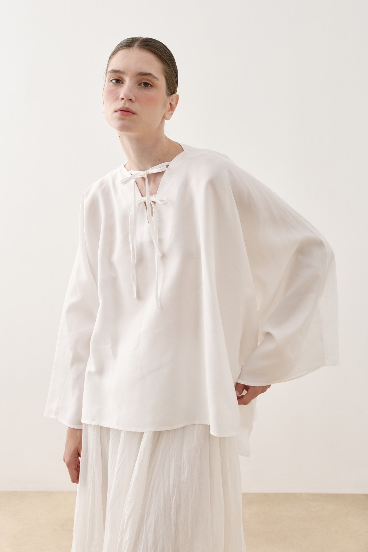 Tencel Cape Shirt White