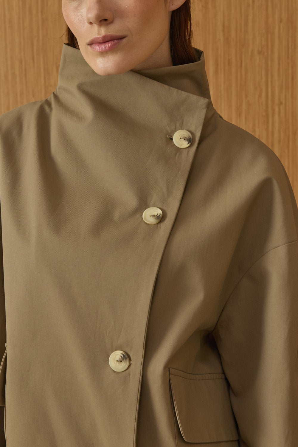 Mev Cape Trench Coat Taupe