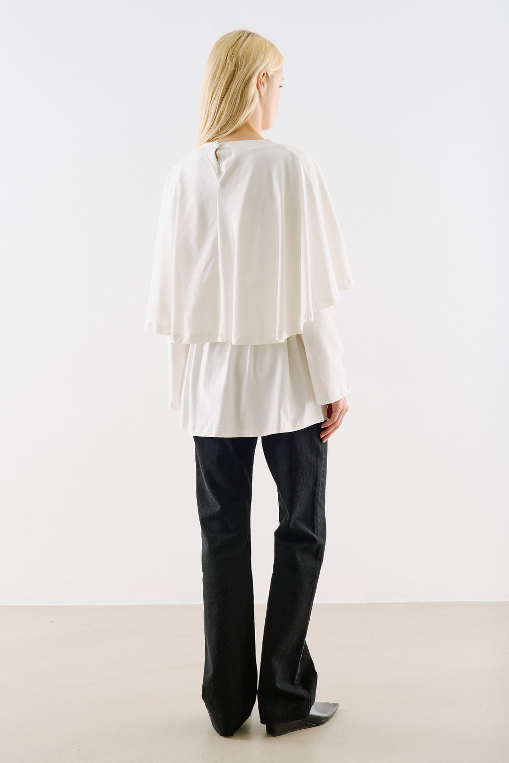 Cape-Style Belted Tunic White
