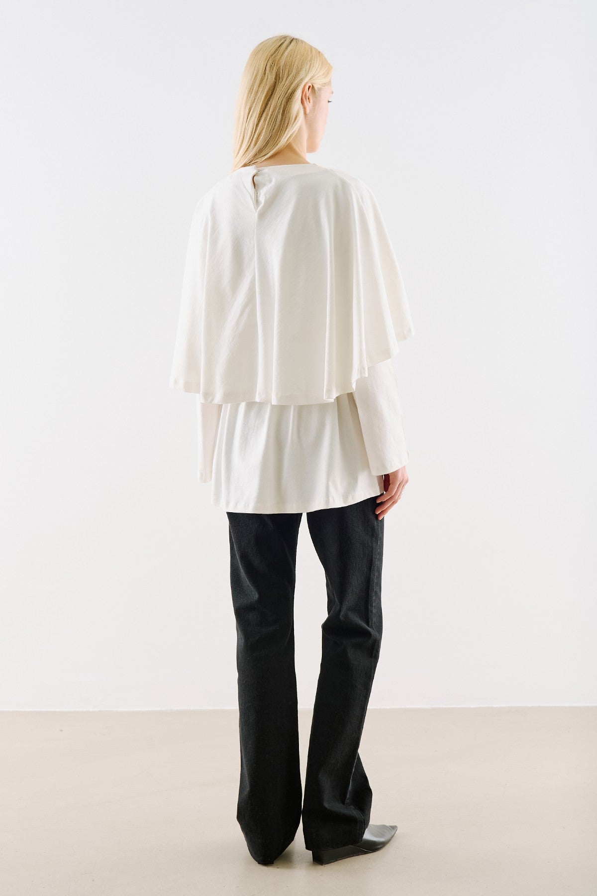 Cape-Style Belted Tunic White