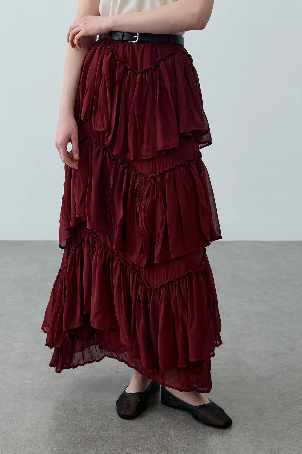 Multi-Panel Skirt Burgundy