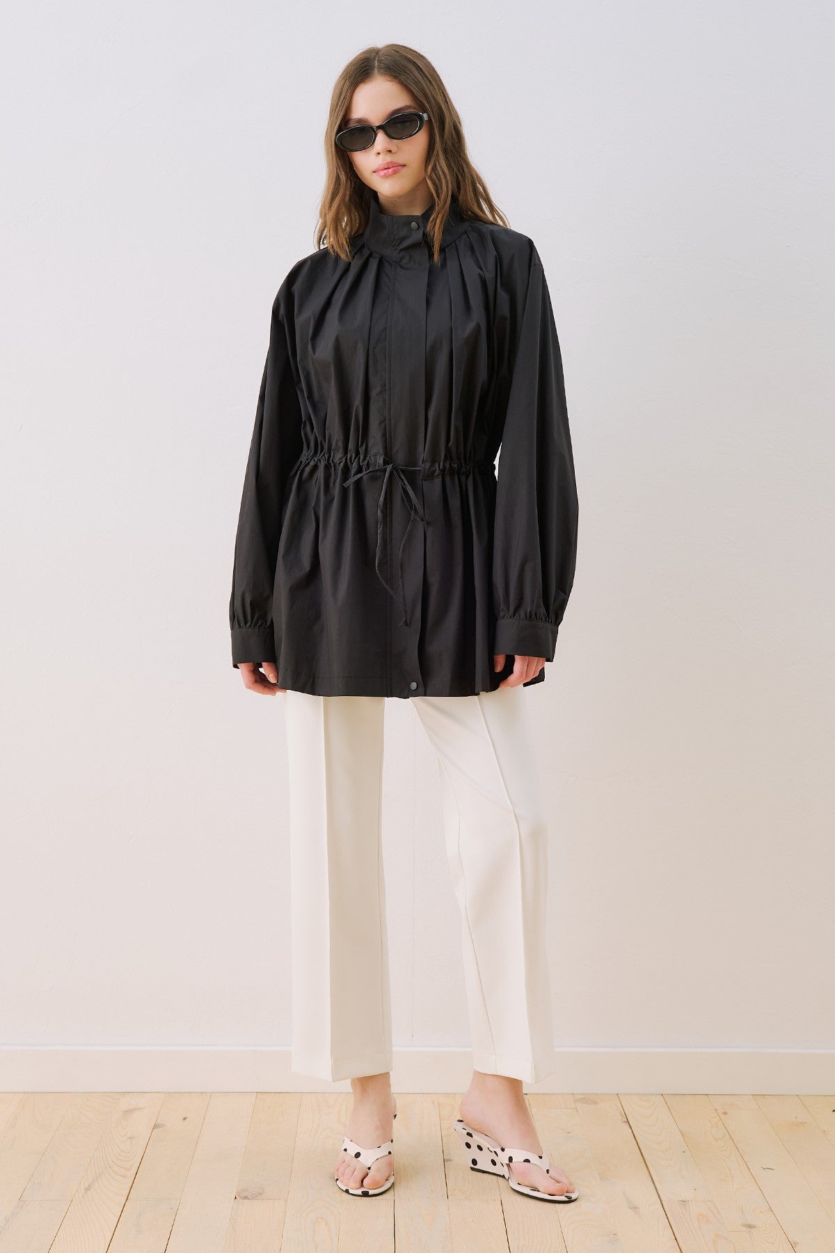 Dina Pleated-Detail Jacket Black
