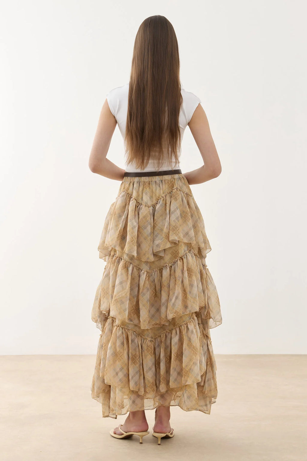 Multi-Panel Plaid Skirt Yellow