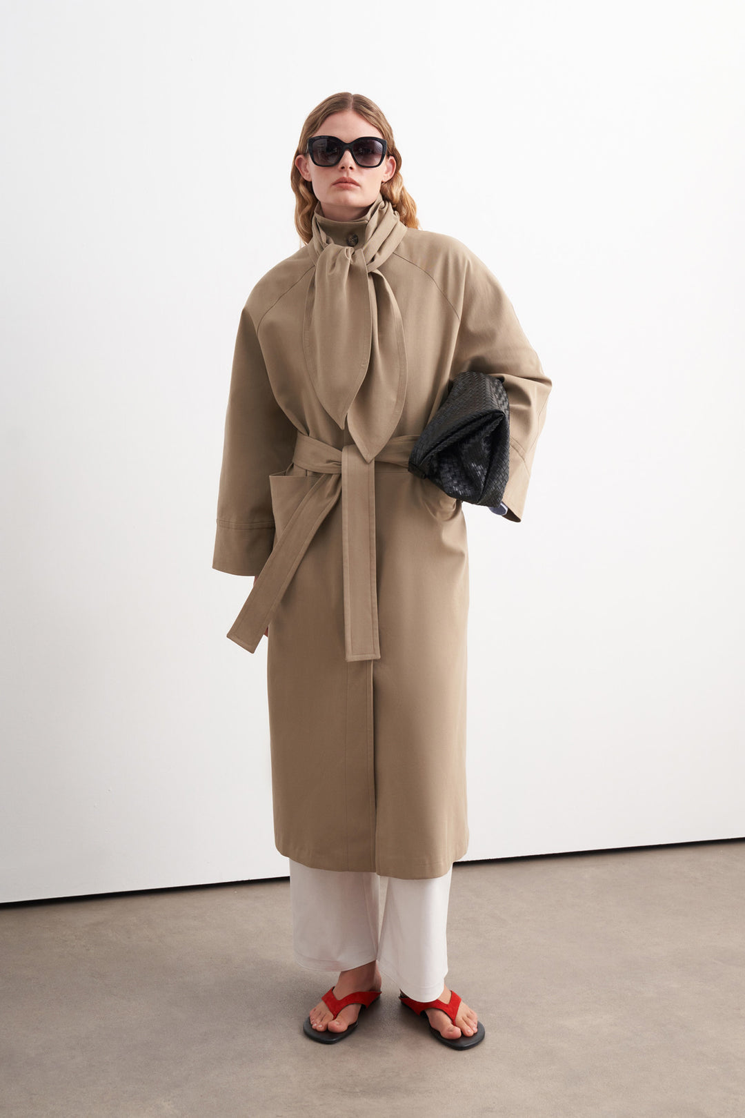 Premium Shawl-Detail Trench Coat Camel