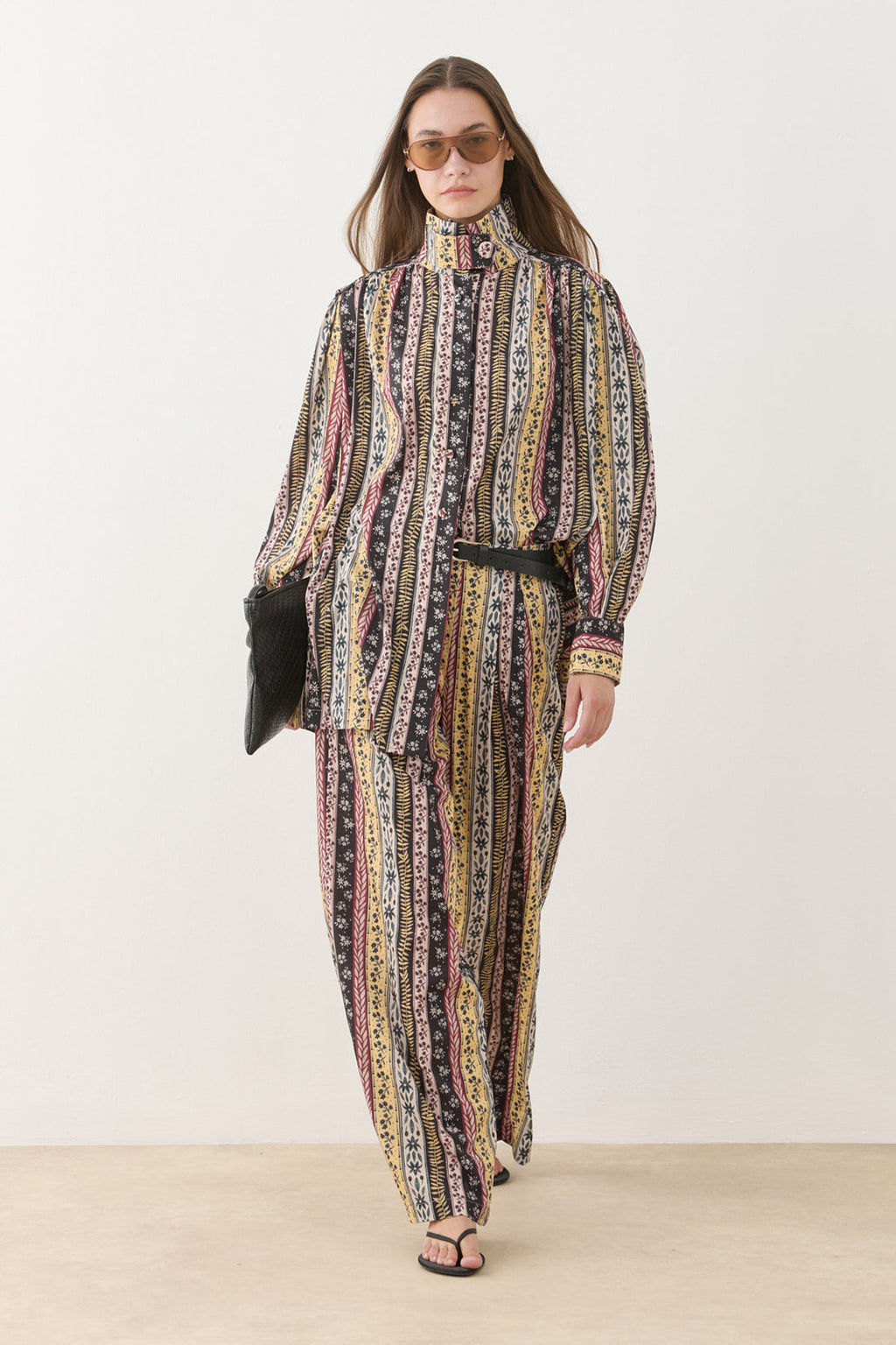 High Collar Patterned Set