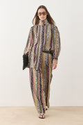 High Collar Patterned Set