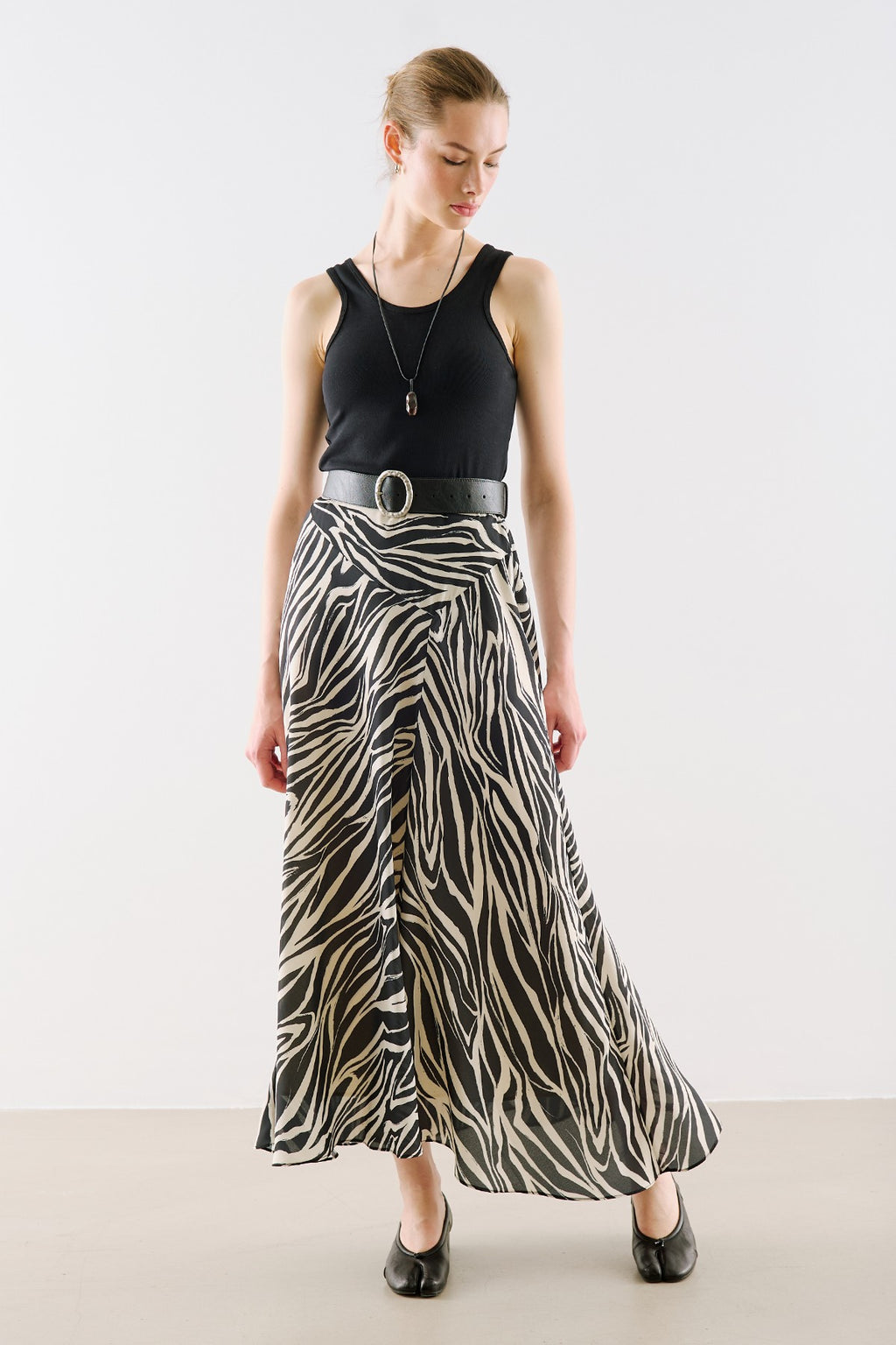 Asymmetric Long Skirt Zebra