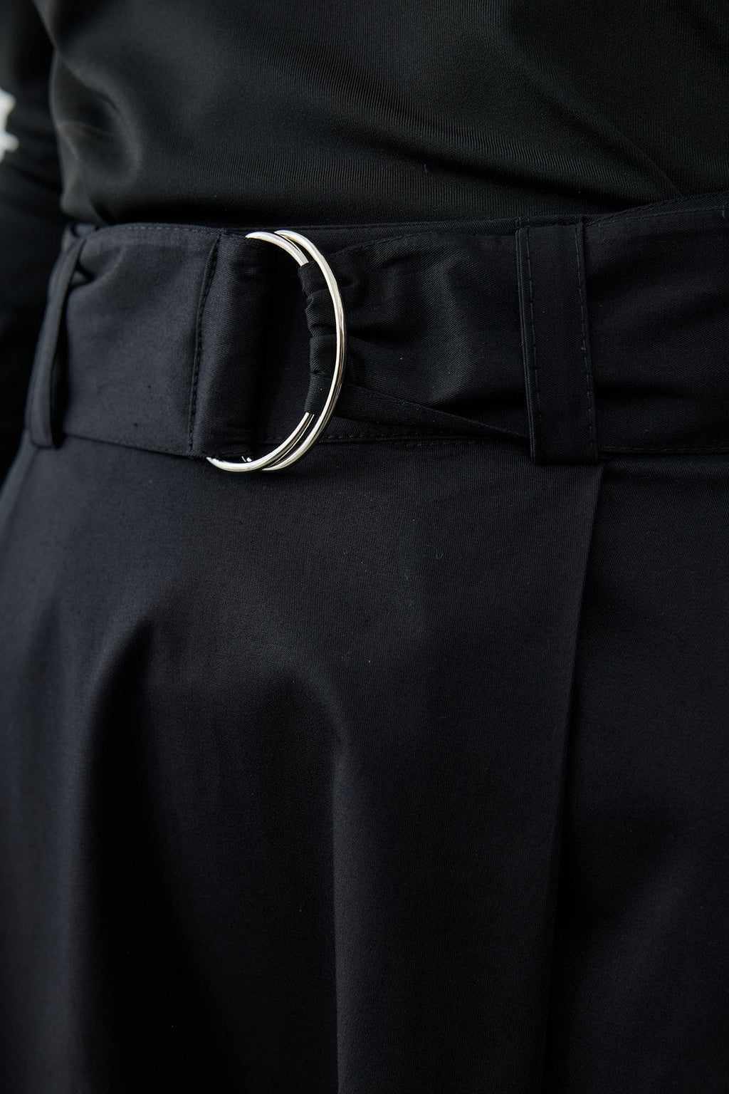 Belted Gabardine Skirt Black